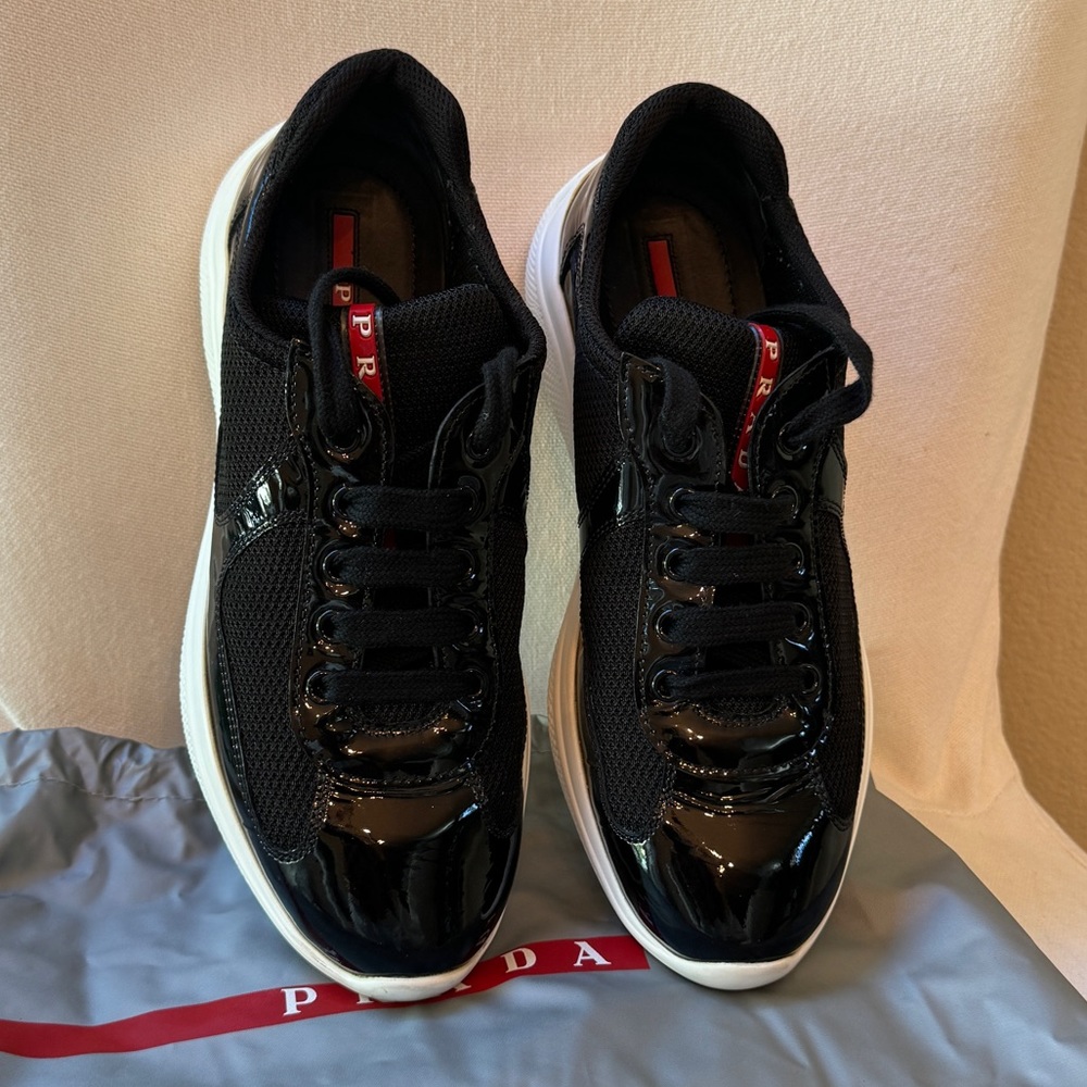 PRADA Low Top Sneaker (Women) Black Patent Leather - Picture 2 of 6